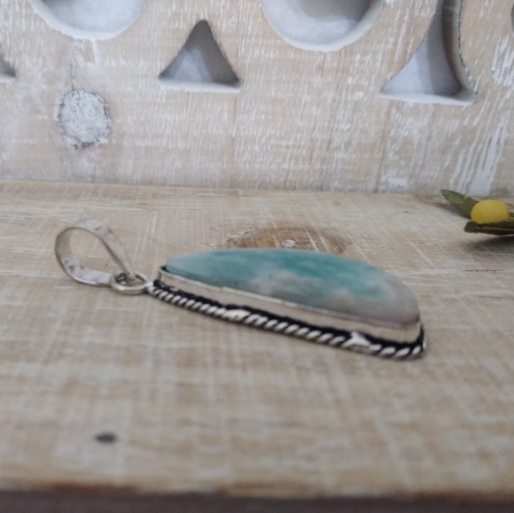 AMAZONITE GEMSTONE SILVER PENDANT NWOT - Picture 4 of 6